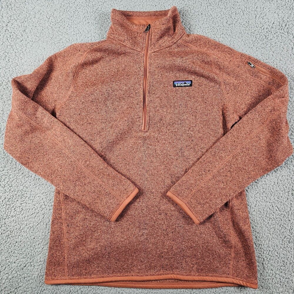 Patagonia Better Sweater Women Large Rust Heather Fleece Pullover 1/4 Zip 25618